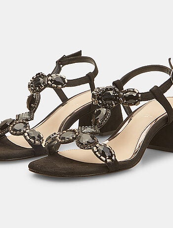 Sandales avec talon carré et application bijou BATA