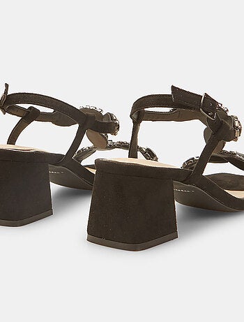Sandales avec talon carré et application bijou BATA