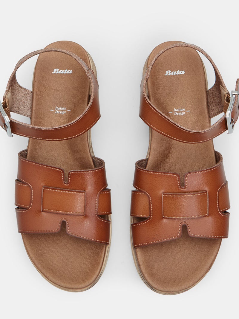 Sandales avec talon compensé de 3,5 cm BATA Marron - Kiabi
