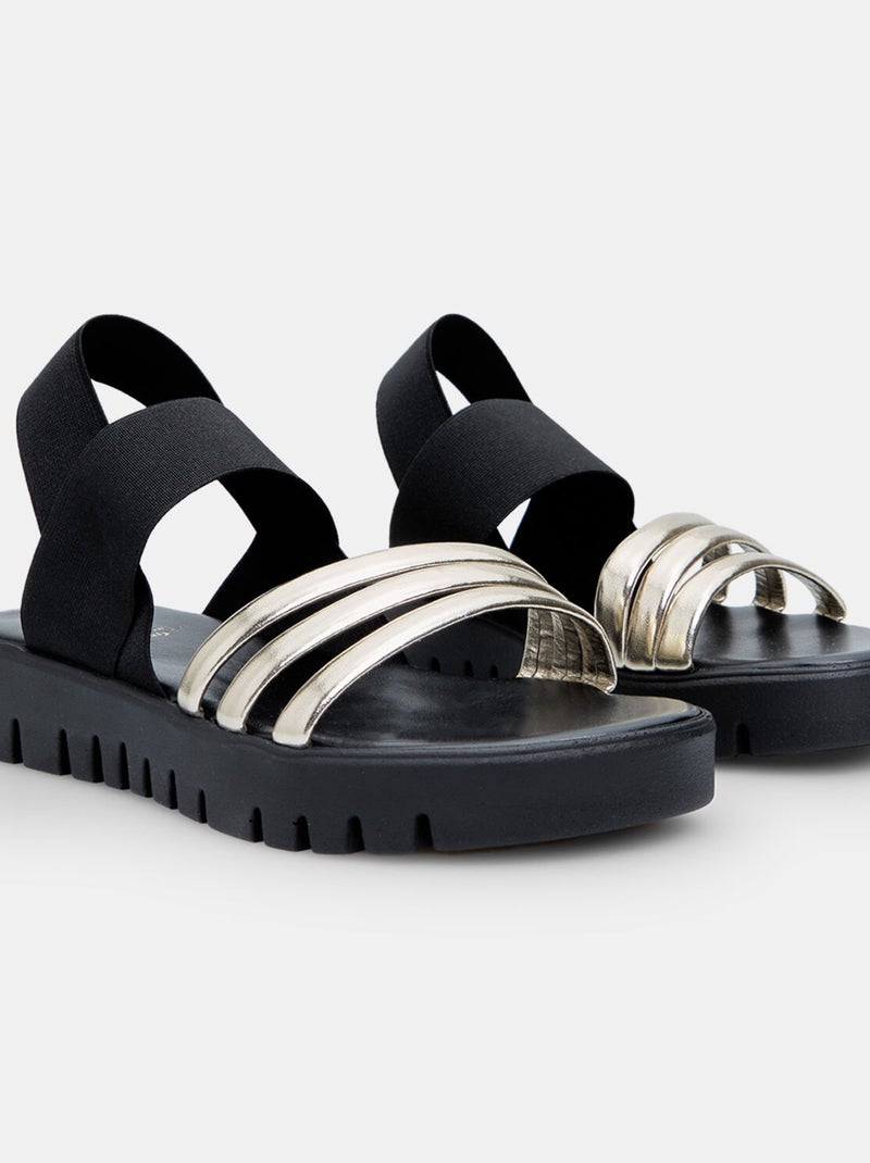 Sandales avec talon compensé de 3,5 cm BATA Noir - Kiabi
