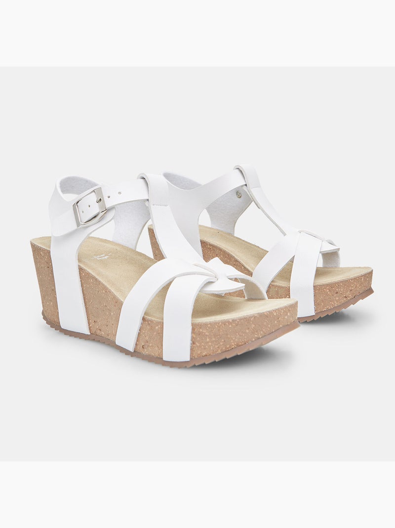 Sandales avec talon compensé de 6 cm BATA Blanc - Kiabi