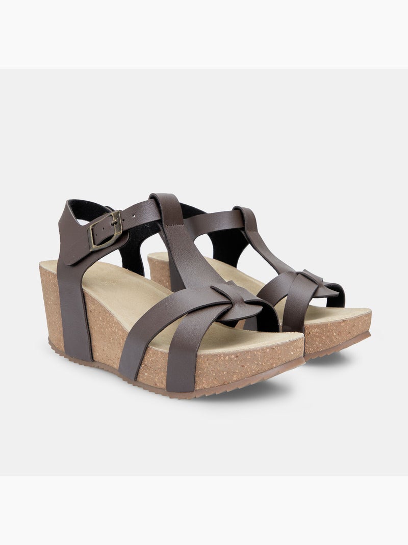 Sandales avec talon compensé de 6 cm BATA Marron - Kiabi