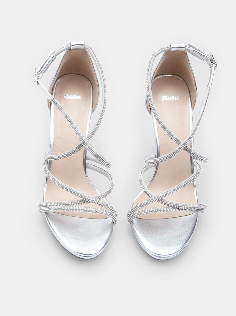 Sandales avec talon de 11 cm BATA Argent - Kiabi