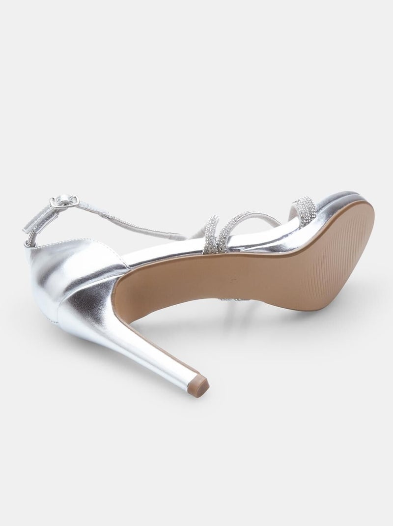 Sandales avec talon de 11 cm BATA Argent - Kiabi