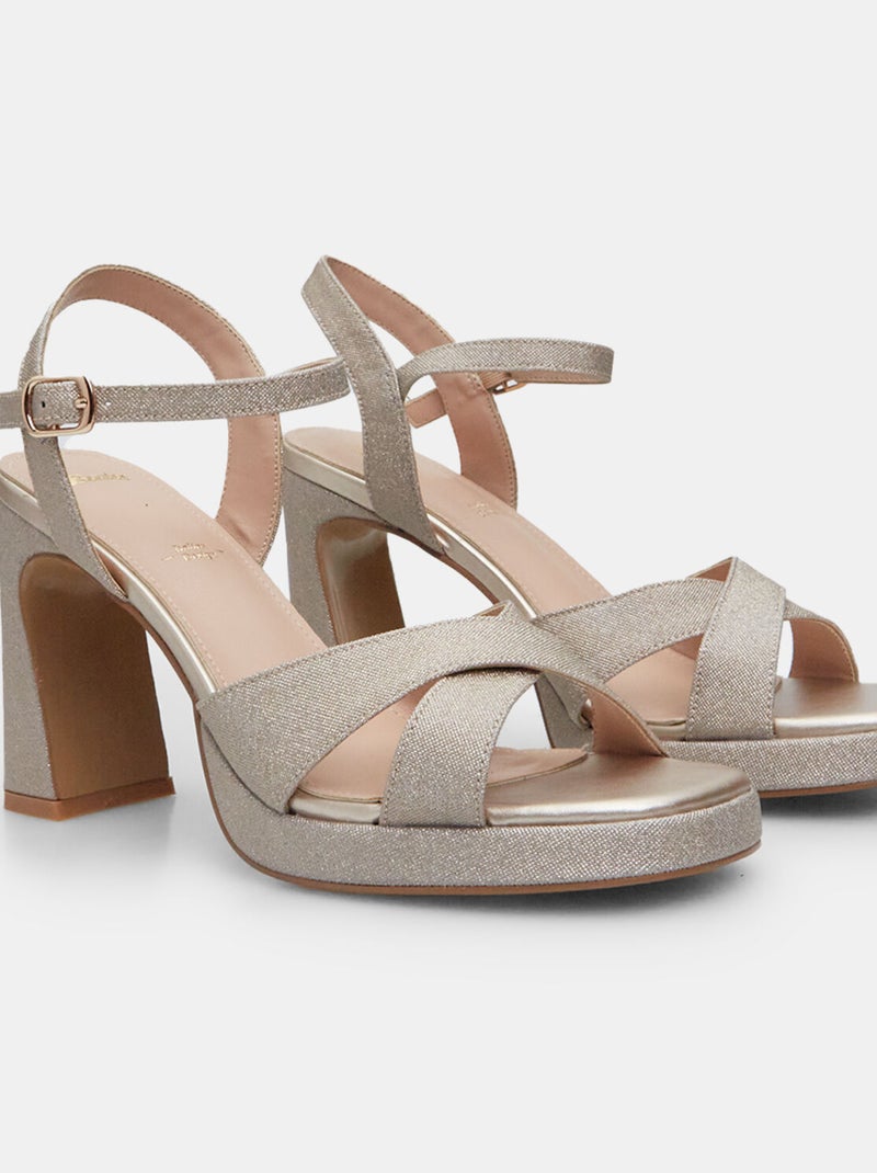 Sandales avec talon de 9 cm et plateau de 1,5 cm BATA Doré/or - Kiabi