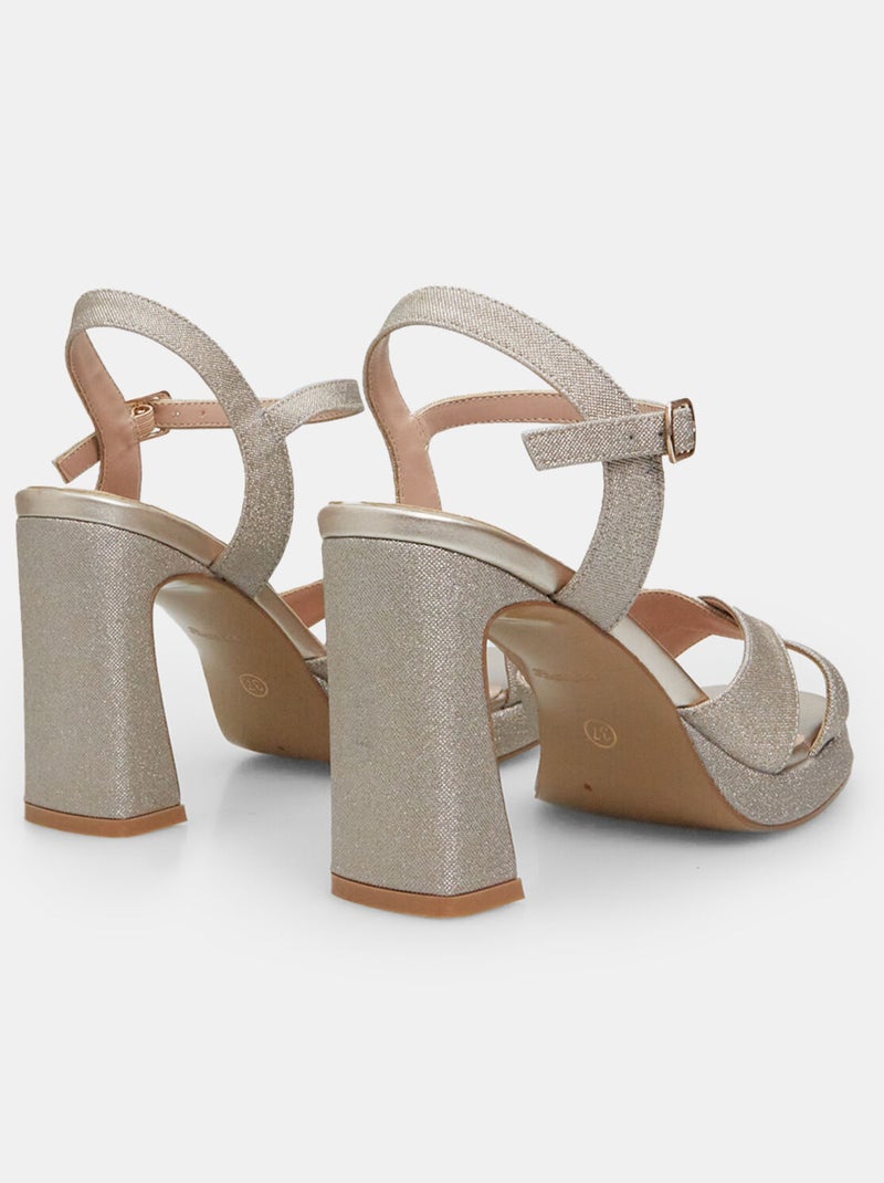 Sandales avec talon de 9 cm et plateau de 1,5 cm BATA Doré/or - Kiabi