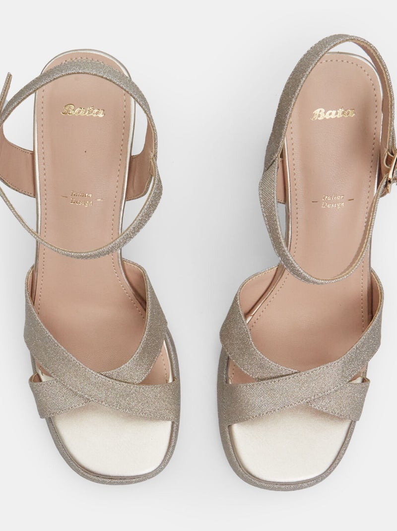 Sandales avec talon de 9 cm et plateau de 1,5 cm BATA Doré/or - Kiabi