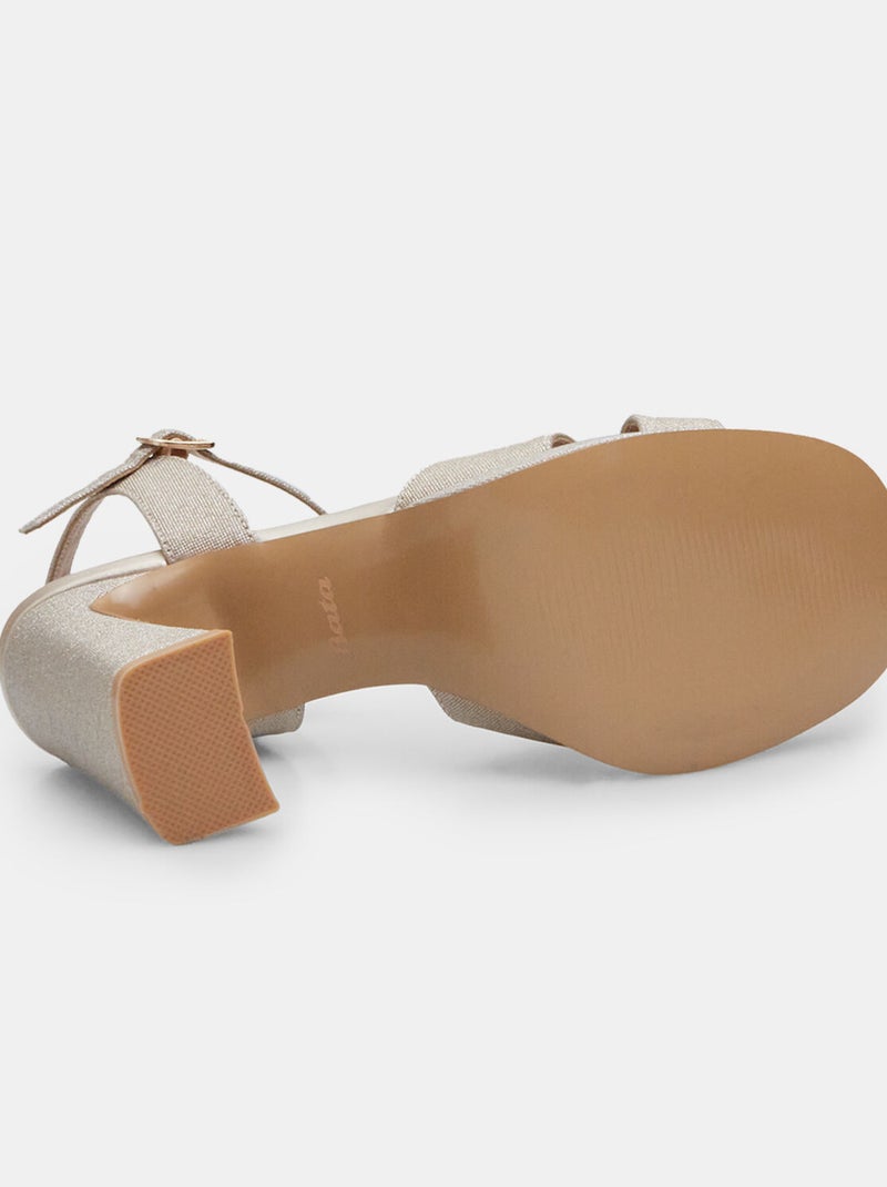 Sandales avec talon de 9 cm et plateau de 1,5 cm BATA Doré/or - Kiabi