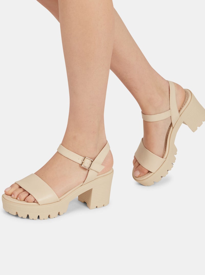 Sandales avec talon épais BATA Beige - Kiabi