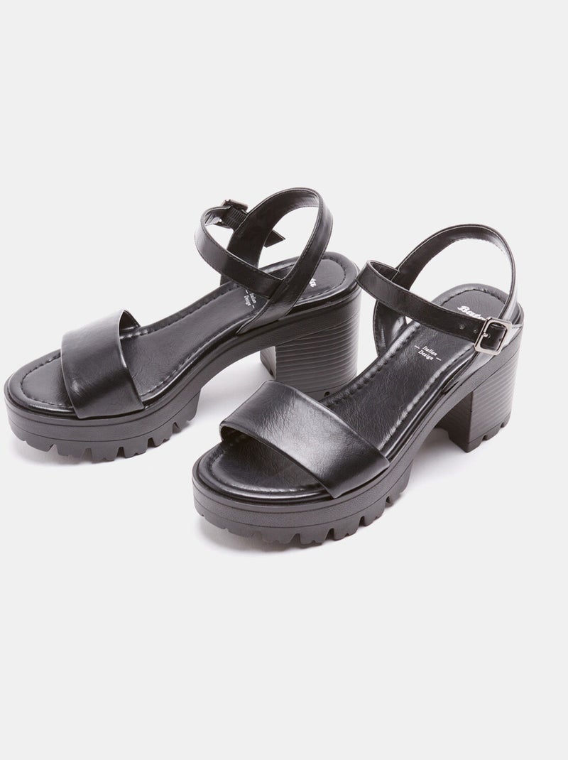 Sandales avec talon épais BATA Noir - Kiabi