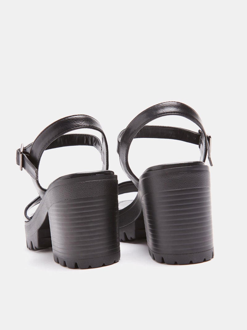 Sandales avec talon épais BATA Noir - Kiabi