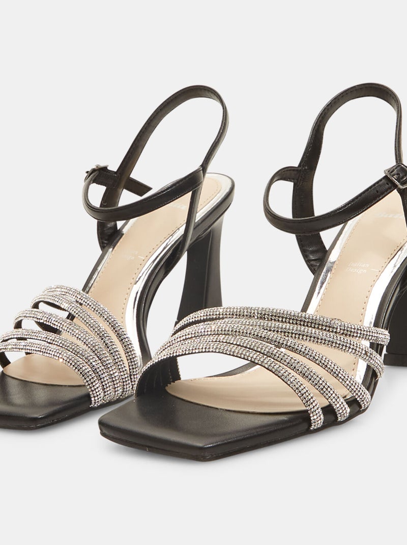 Sandales avec talon et strass BATA Noir - Kiabi