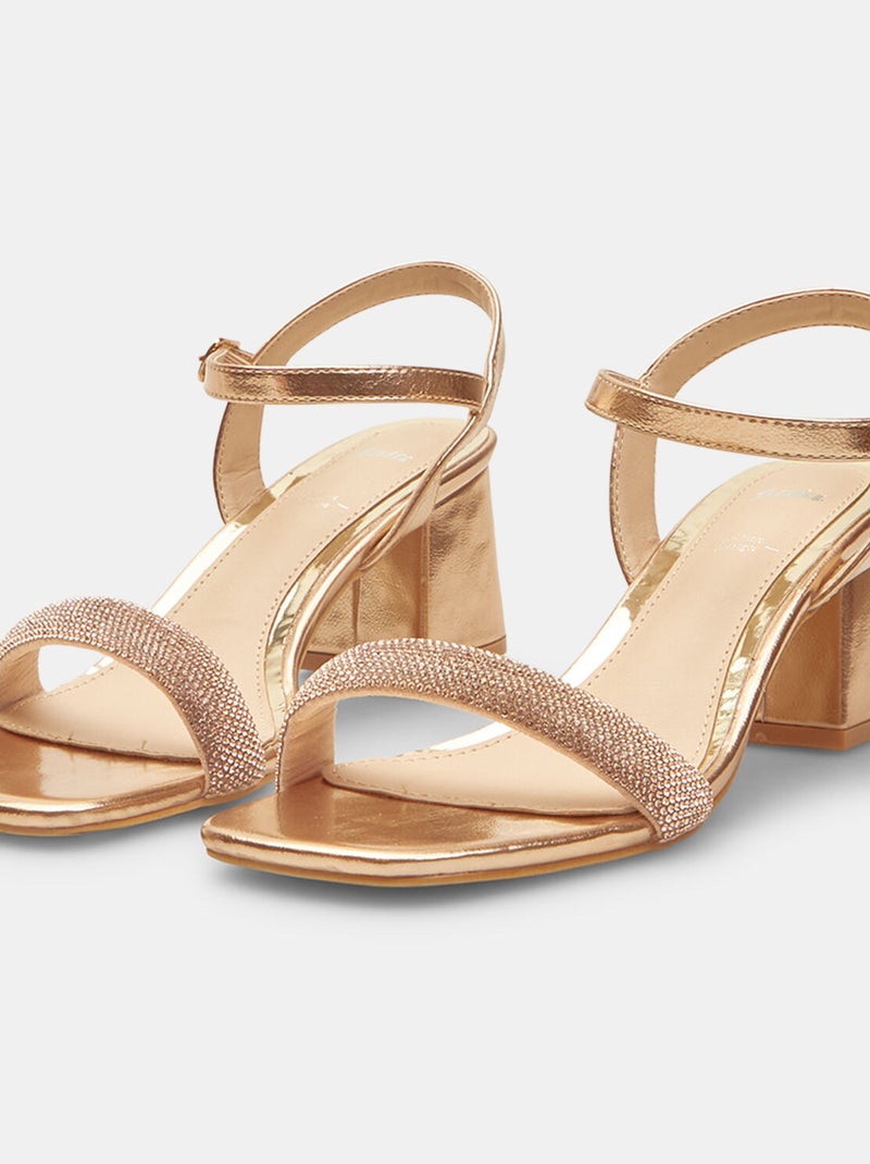 Sandales avec talon midi et strass BATA Doré/or - Kiabi