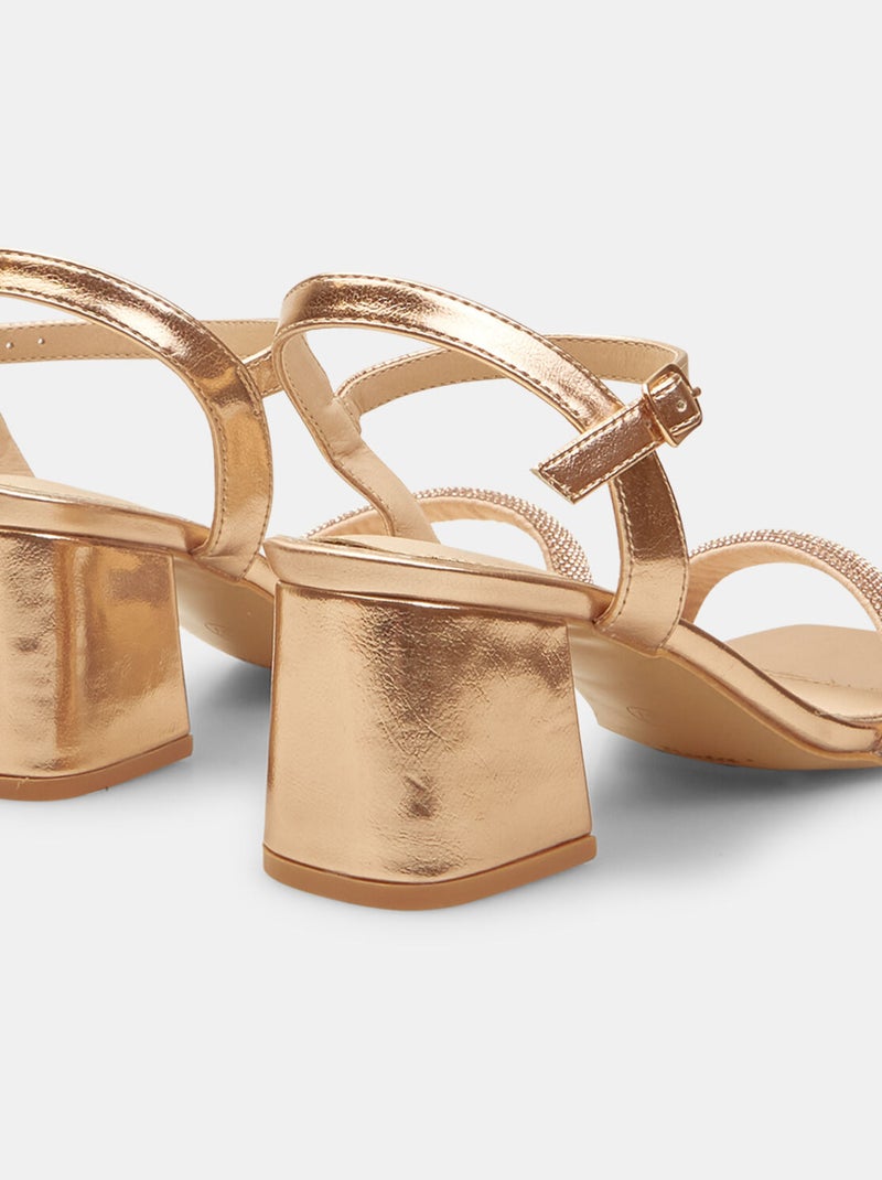 Sandales avec talon midi et strass BATA Doré/or - Kiabi