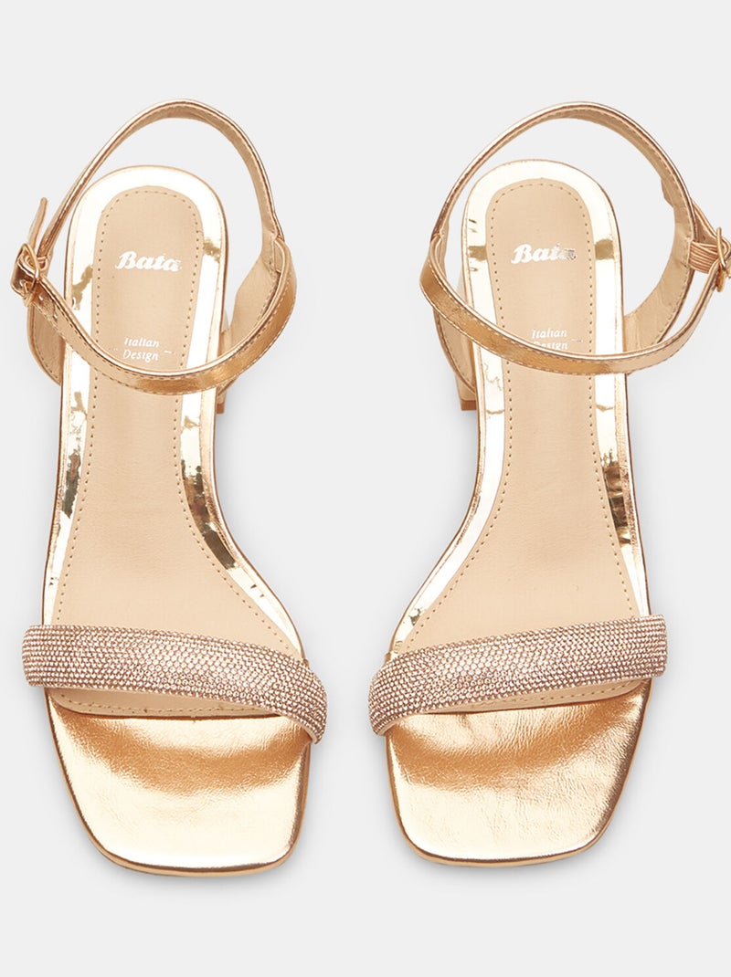 Sandales avec talon midi et strass BATA Doré/or - Kiabi