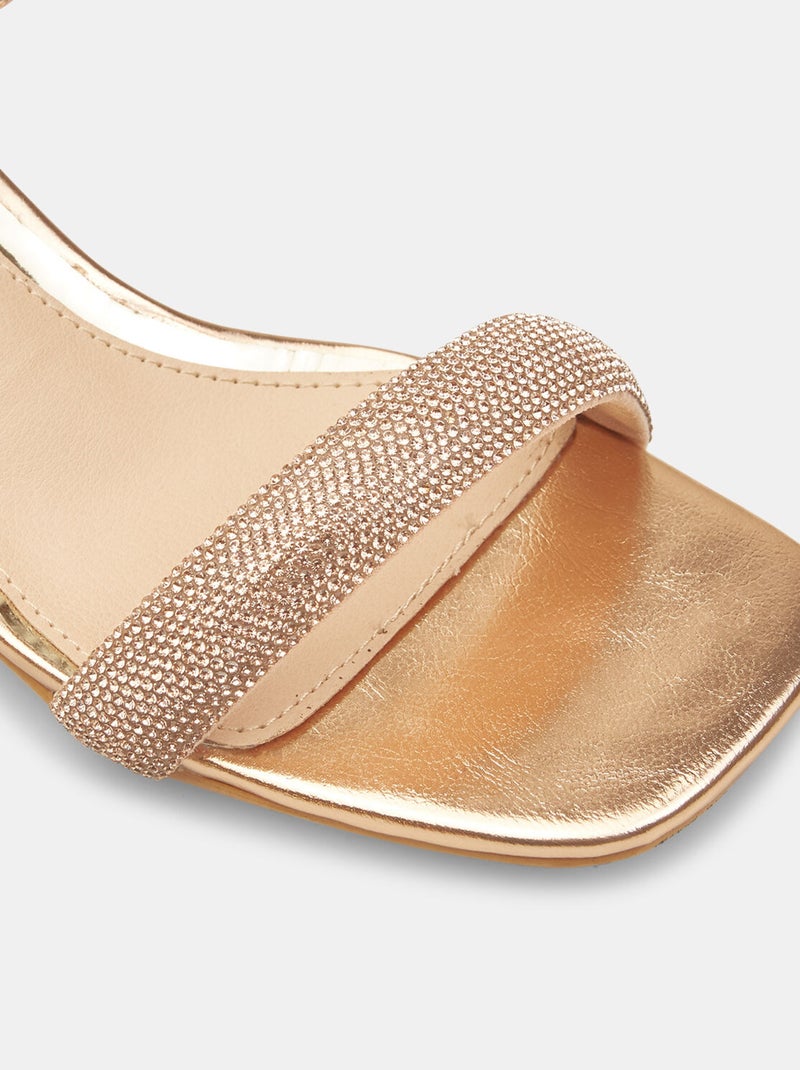 Sandales avec talon midi et strass BATA Doré/or - Kiabi