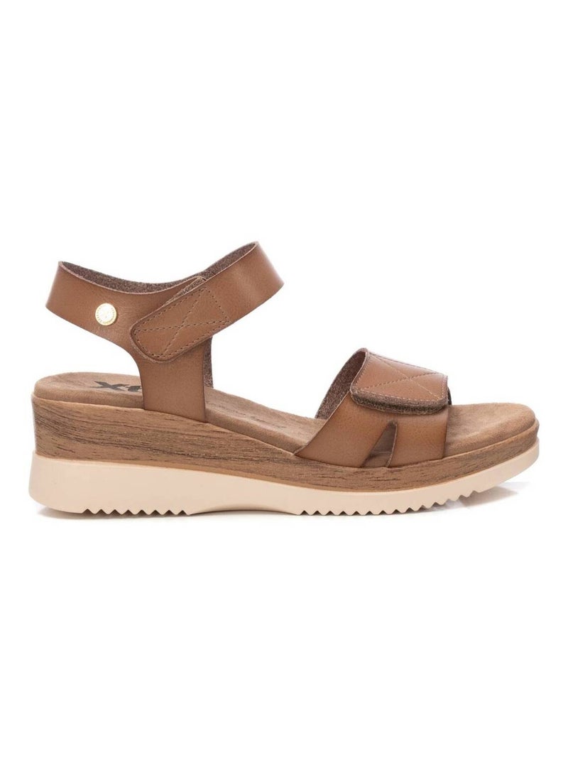 Sandales basses à scratch Taupe - Kiabi
