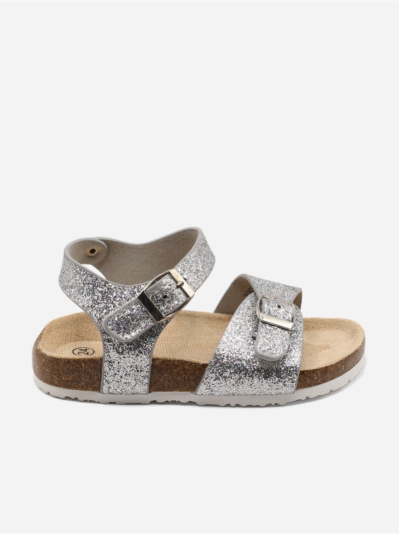 Sandales Bébé à paillettes Argent - Kiabi