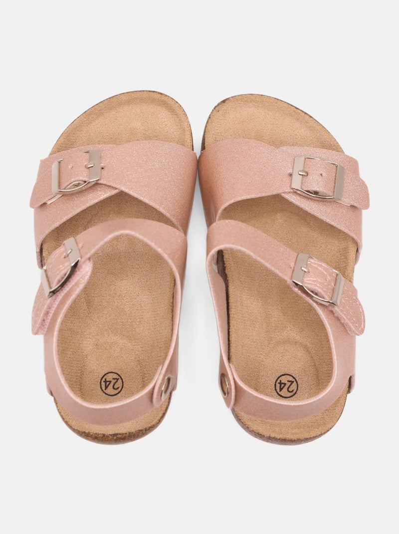 Sandales Bébé à paillettes Rose - Kiabi