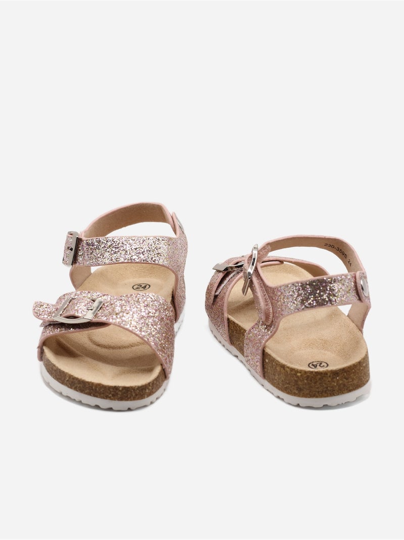 Sandales Bébé à paillettes Rose - Kiabi