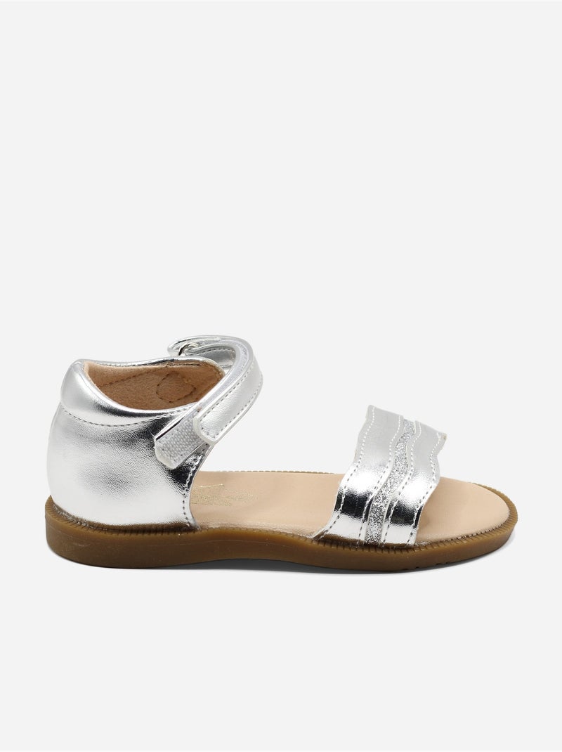 Sandales Bébé à scratch Argent - Kiabi