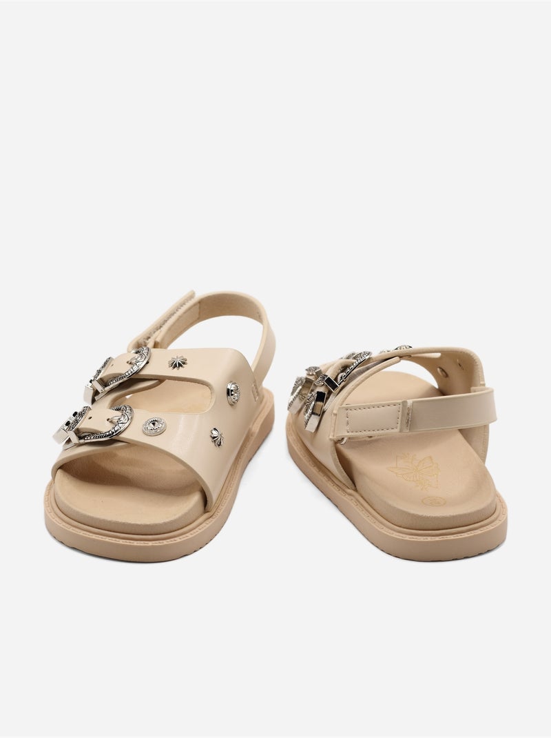 Sandales Bébé à scratch Beige - Kiabi