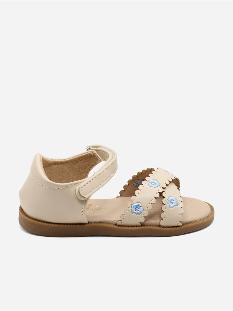 Sandales Bébé à scratch Beige - Kiabi