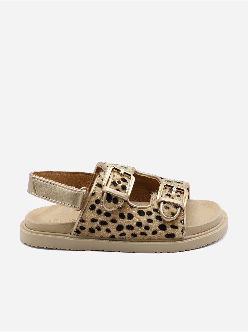 Sandales Bébé à scratch Beige/Noir - Kiabi