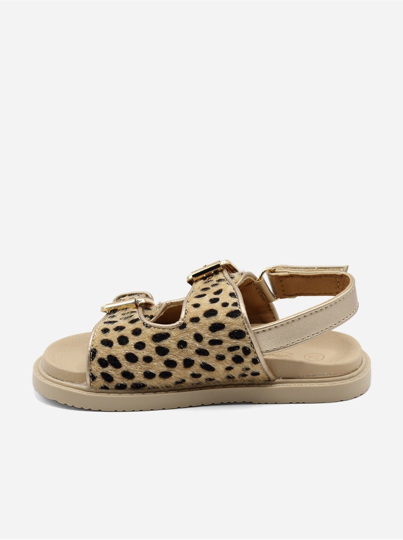 Sandales Bébé à scratch Beige/Noir - Kiabi