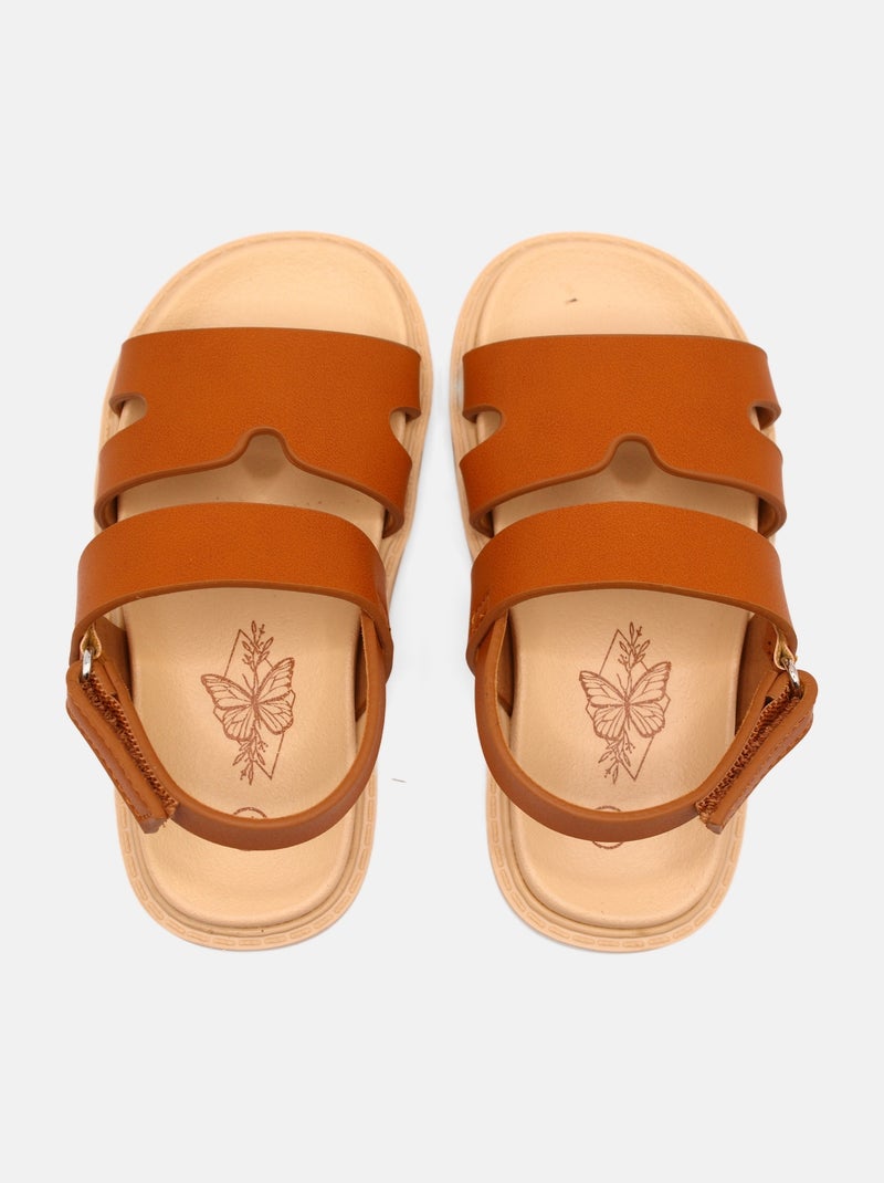Sandales Bébé à scratch Camel - Kiabi