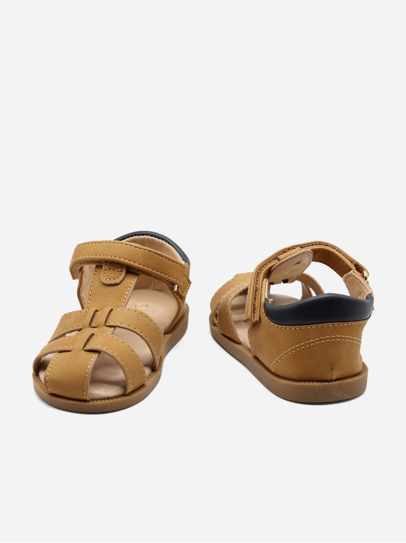 Sandales Bébé à scratch Camel - Kiabi