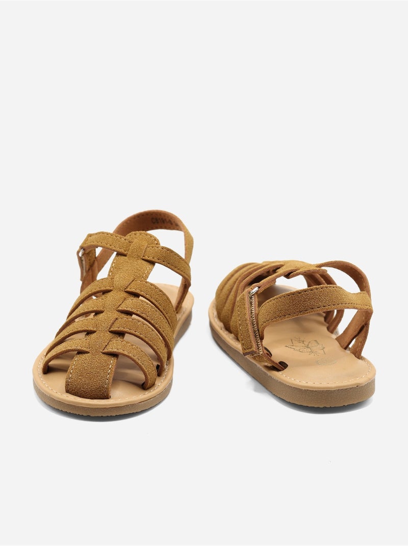 Sandales Bébé à scratch Camel - Kiabi