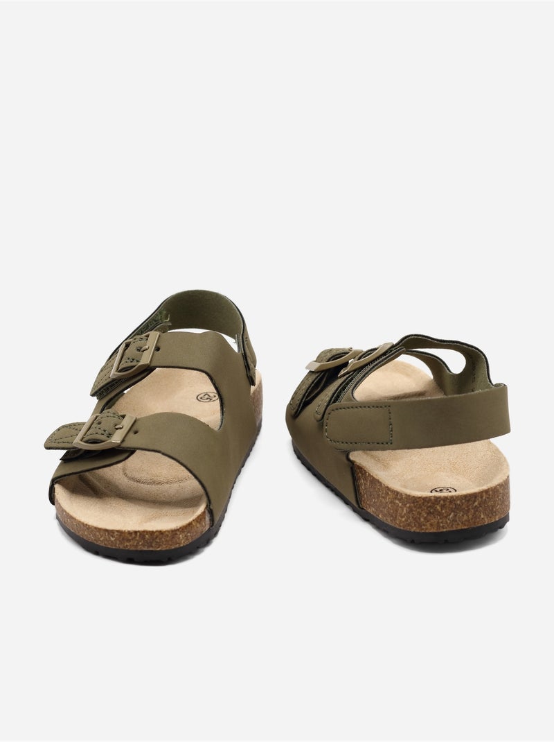 Sandales Bébé à scratch Kaki - Kiabi