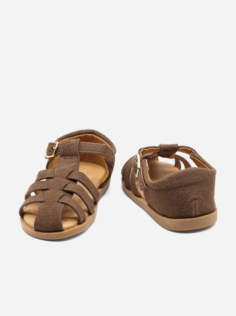 Sandales Bébé à scratch Marron - Kiabi