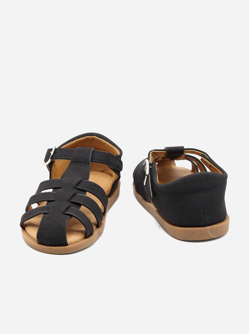 Sandales Bébé à scratch Noir - Kiabi