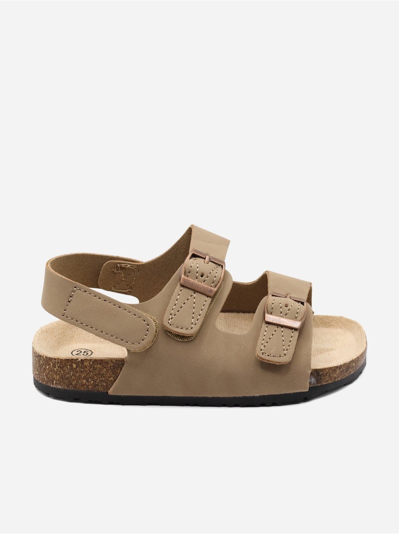 Sandales Bébé à scratch Taupe - Kiabi