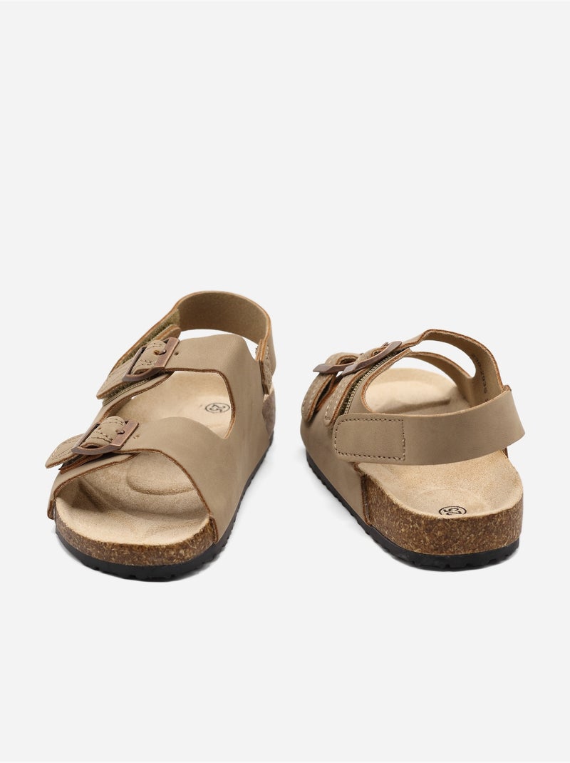 Sandales Bébé à scratch Taupe - Kiabi