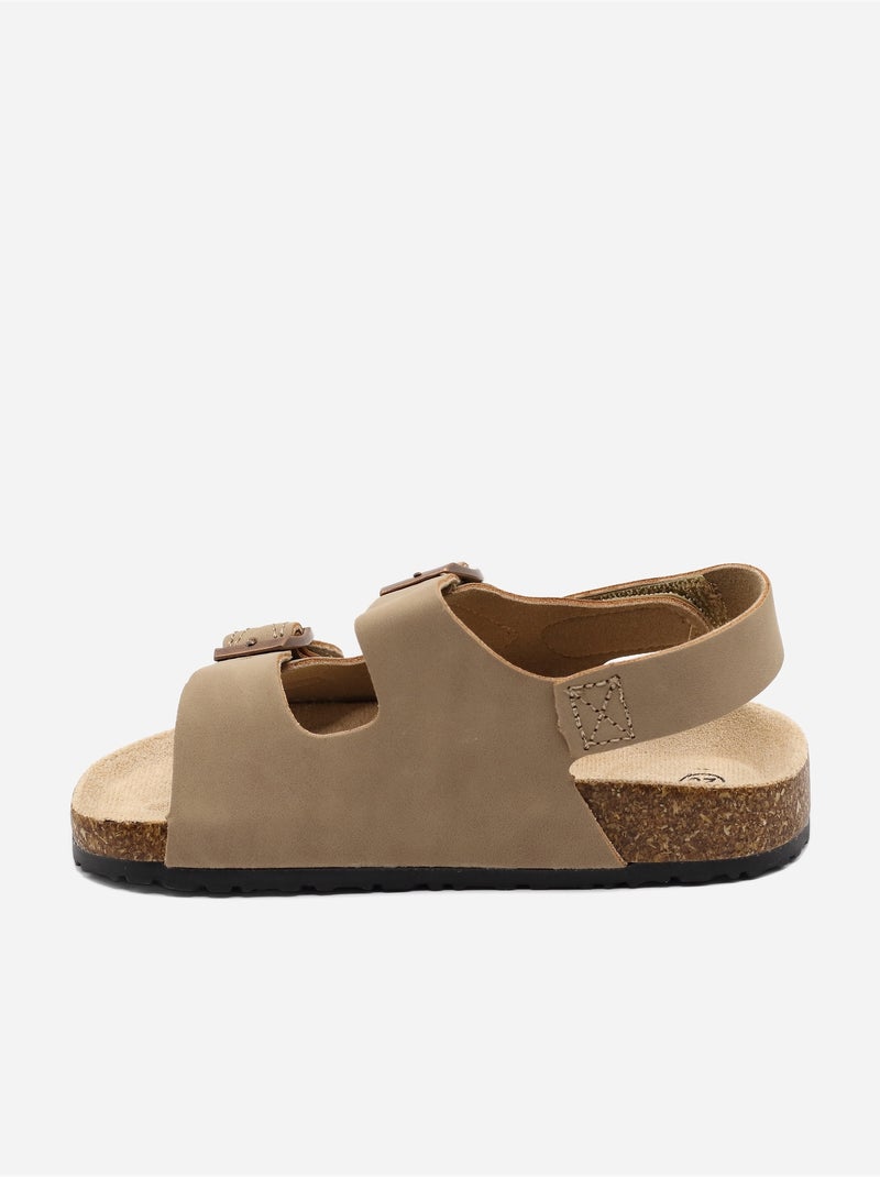 Sandales Bébé à scratch Taupe - Kiabi