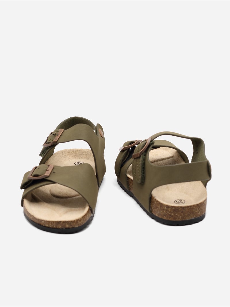 Sandales Bébé à scratchs Kaki - Kiabi