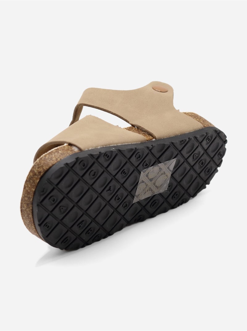 Sandales Bébé à scratchs Taupe - Kiabi