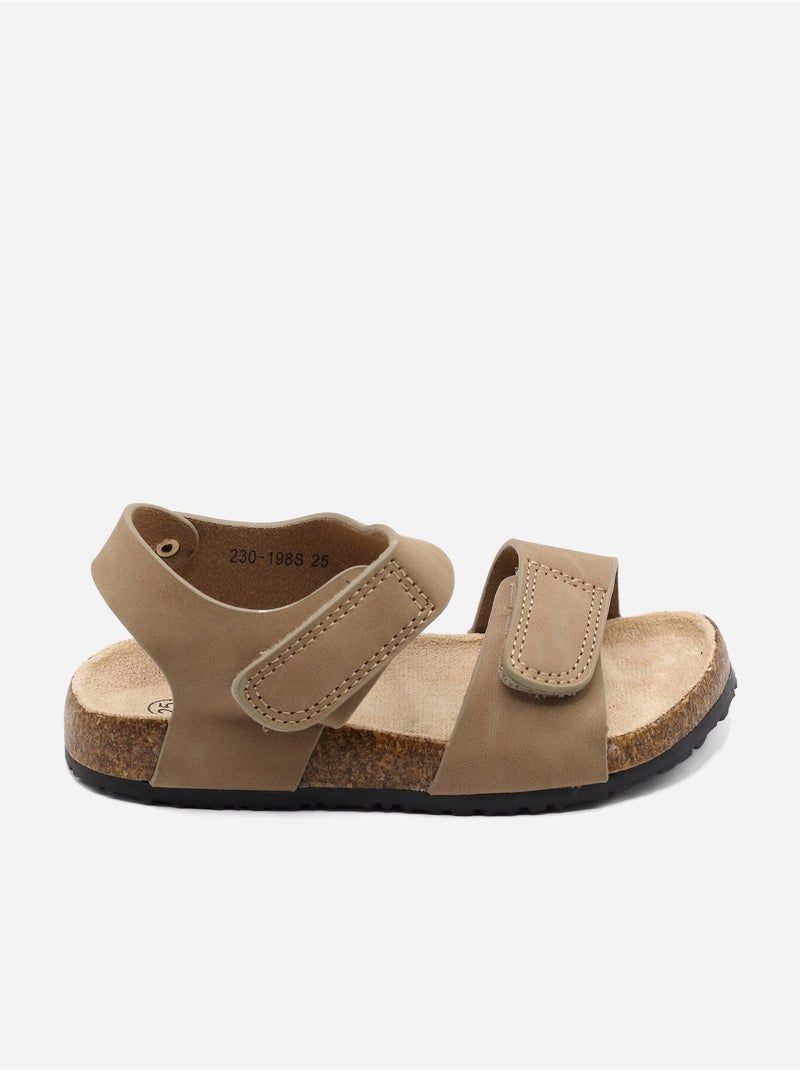 Sandales Bébé à scratchs Taupe - Kiabi