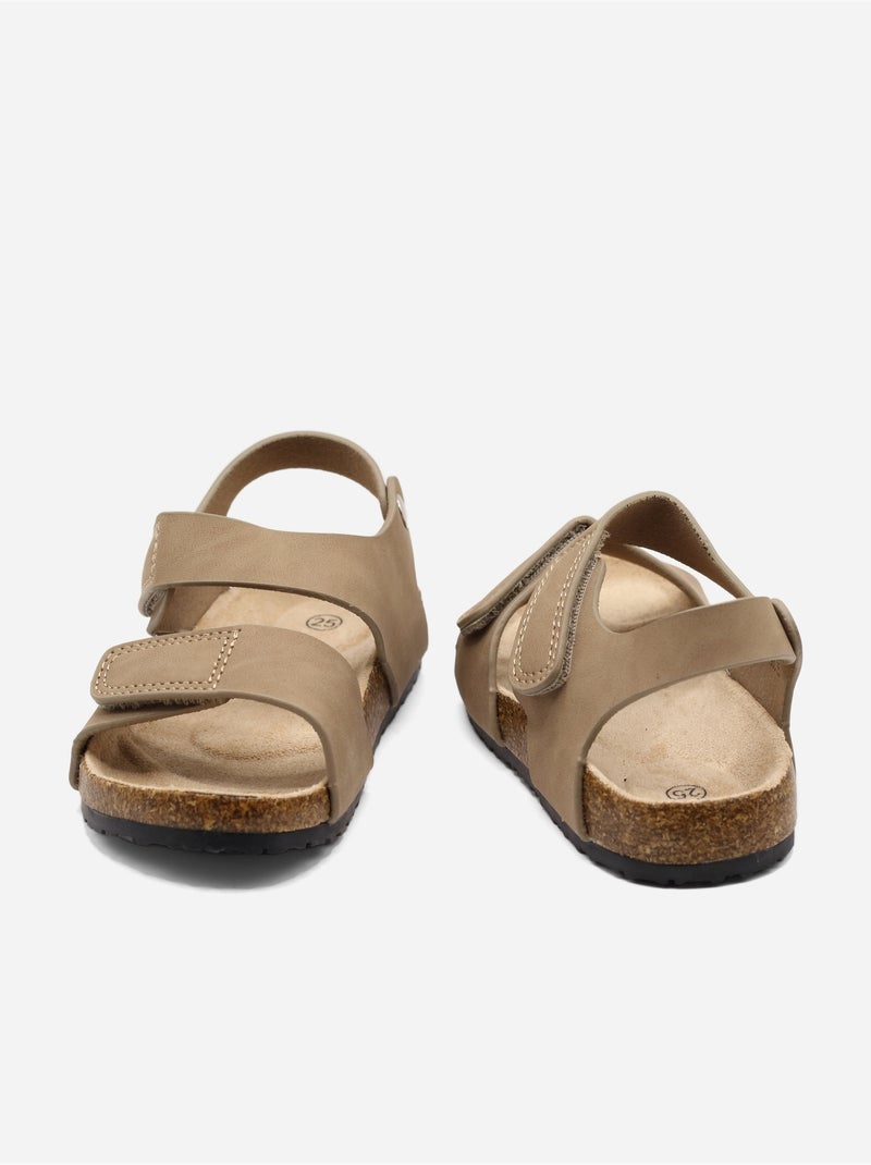 Sandales Bébé à scratchs Taupe - Kiabi