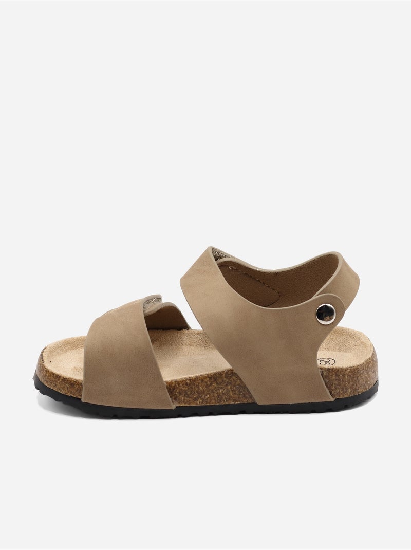 Sandales Bébé à scratchs Taupe - Kiabi