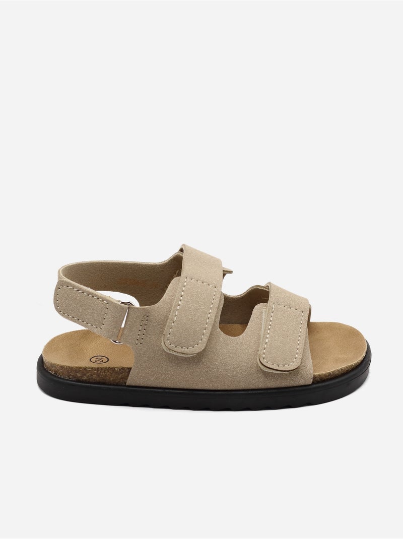 Sandales Bébé à scratchs Taupe - Kiabi