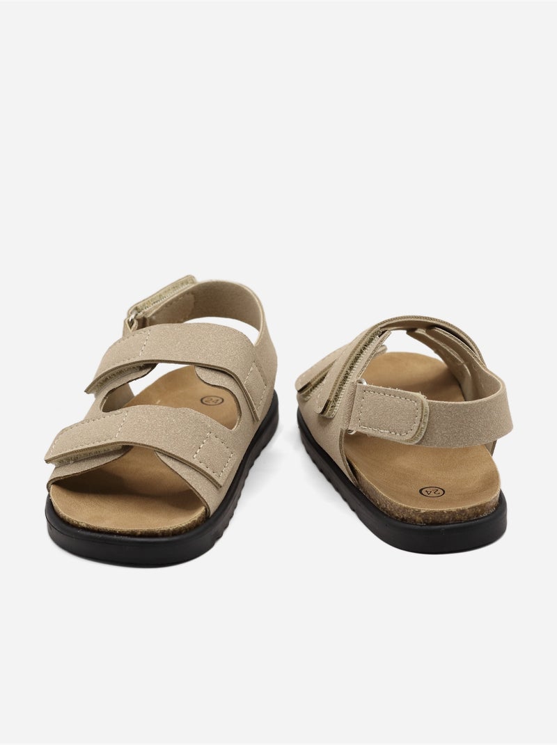 Sandales Bébé à scratchs Taupe - Kiabi