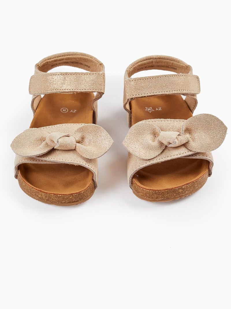 Sandales beige clair en cuir pour bébé fille ATLANTIC COMPANY Rose - Kiabi