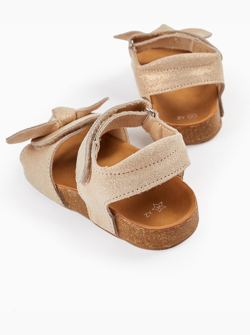 Sandales beige clair en cuir pour bébé fille ATLANTIC COMPANY Rose - Kiabi