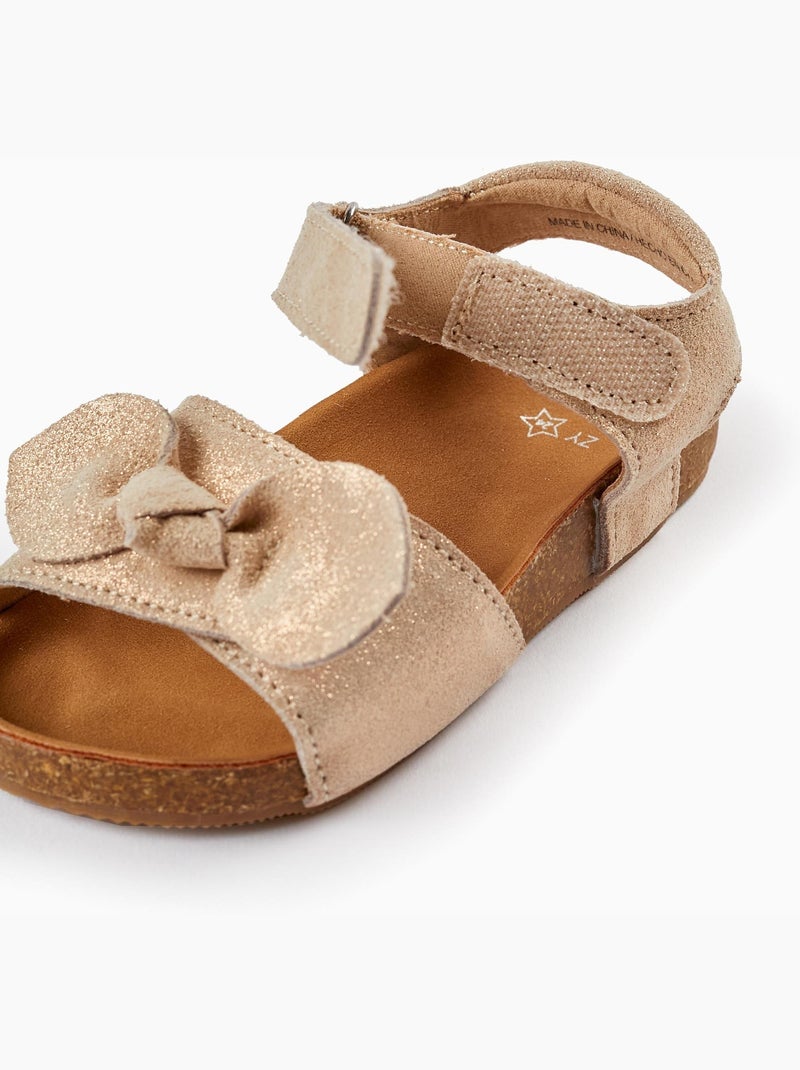 Sandales beige clair en cuir pour bébé fille ATLANTIC COMPANY Rose - Kiabi