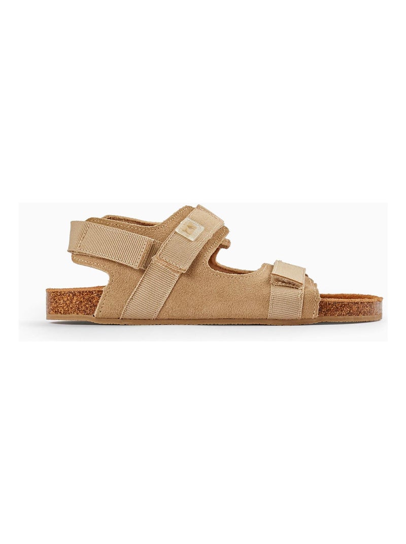 Sandales beige en daim pour garçon Beige foncé - Kiabi