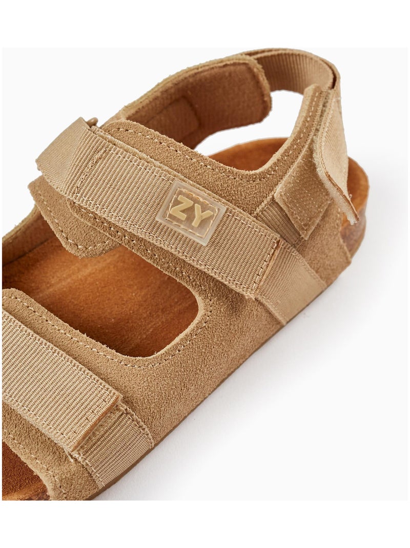 Sandales beige en daim pour garçon Beige foncé - Kiabi